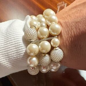 Source Unknown Pearl and Silver Bracelet